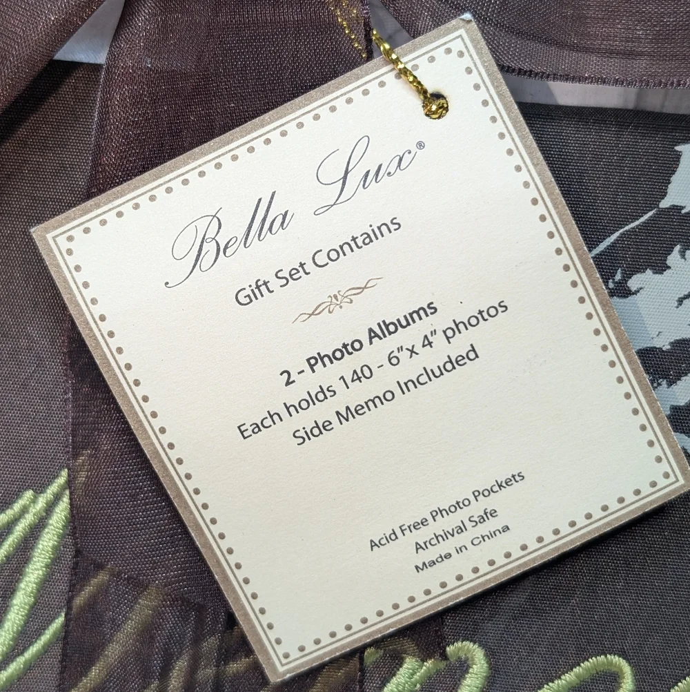 NWT Bella Lux TWO Brown Green Satin Hummingbird 140 Picture Photo Albums